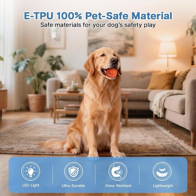 Interactive Dog Ball, Remote-Controlled Moving Dog Toy with Colorful Lights, 3 Interactive Modes and TPU Material, Bouncing Ball for Dogs to Keep Them Entertained