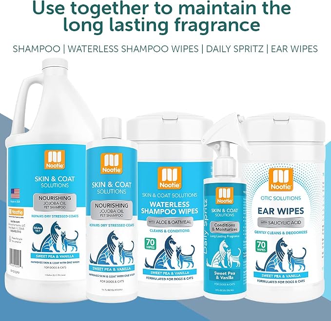 Nootie Sweet Pea & Vanilla Spritz for Dogs & Cats, Long-Lasting | 16oz, conditions & moisturizes fur, spray-in formula, no rinse needed