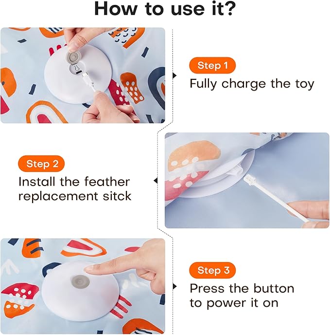 Potaroma Hide and Seek Interactive Cat Toys | Moving Concealed Wand Feather, Automatic Chargeable Indoor Kitten Exercise Kicker, Mouse Squeaky, Floral Cover