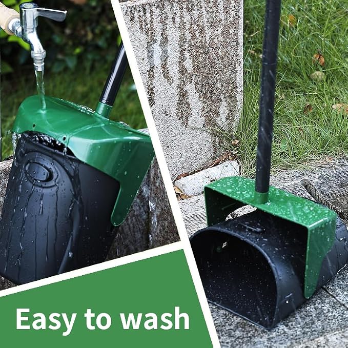 ienjoyed Pooper Scooper Large Swivel Bin & Rake with 160 Waste Bags,Heavy Duty Dog Pooper Scooper with Bag Attachment for Dogs, Long Handle Poop Scooper with Lid for Yard, Grass, Gravel(Dark Green)