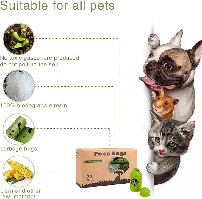 Yingdelai Dog Poop Bag Biodegradable - 540 Count Dog Waste Bags with Dispenser, Extra Thick Strong Leak Proof Poop Bags for Dogs Doggy | Scented