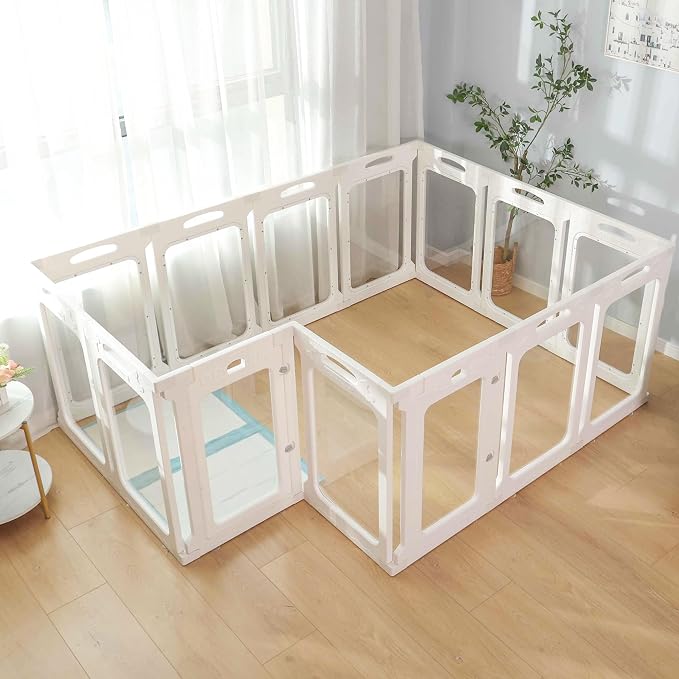Clear Dog Playpen Extension Panels, 2 Pack, Height 24 inch, White