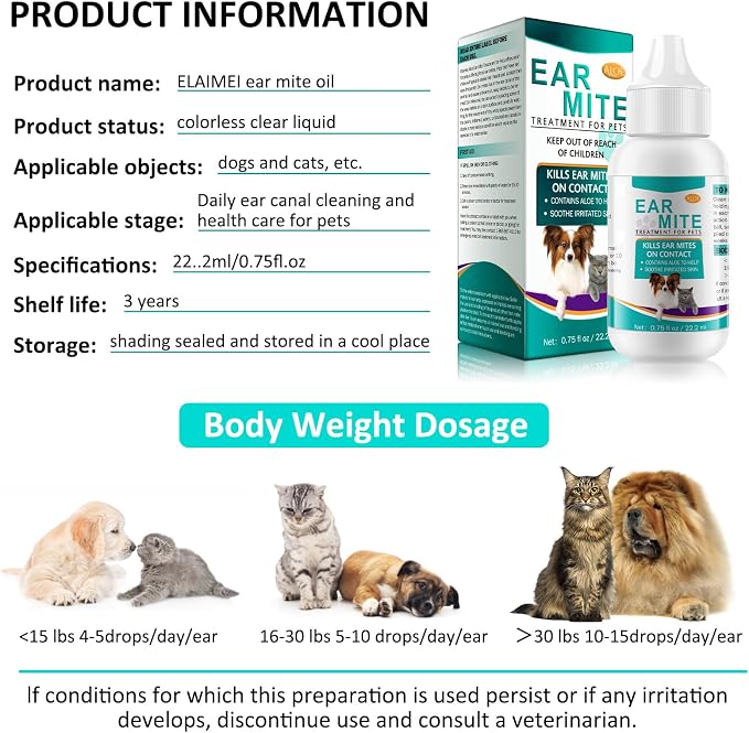 Ear Mite Treatment for Dogs and Cats, 1.5 fl oz (Pack of 2)