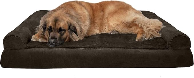 Furhaven Orthopedic Plush &amp; Suede Sofa Dog Bed - Jumbo Plus/XXL (up to 125 lbs), Espresso