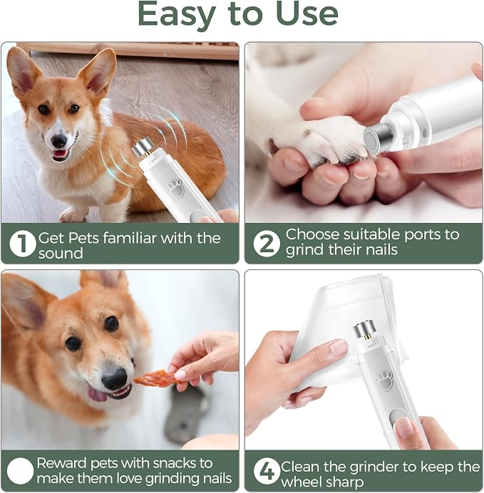 VIWIK 2-Speed Dog Nail Grinder, Upgrade Professional - White