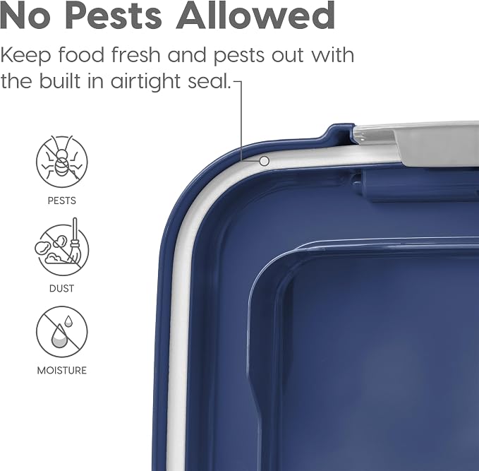 IRIS USA Dog Food Storage Container, Up to 30+11 lbs, Navy