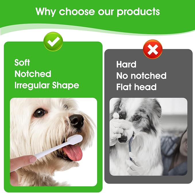 Puppy Toothbrush, 4 Pcs Super Soft Dog Toothbrush Long Handle Pet Toothbrush Dog Tooth Brushing Kit Universal for Pet Dogs Teeth Cleaning and Oral Care Dental Hygiene Convenient (Black, White)