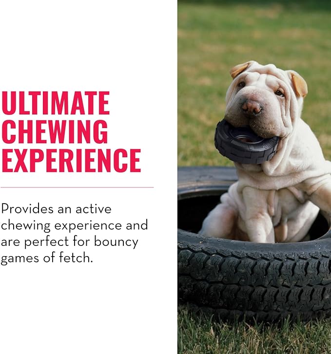 KONG Extreme Tires Natural Rubber Chew Toy, for Medium/Large Dogs | Durable Treat-Dispensing Tire Toy for Chewing & Fetch, Great for Indoor & Outdoor Play with Your Dog