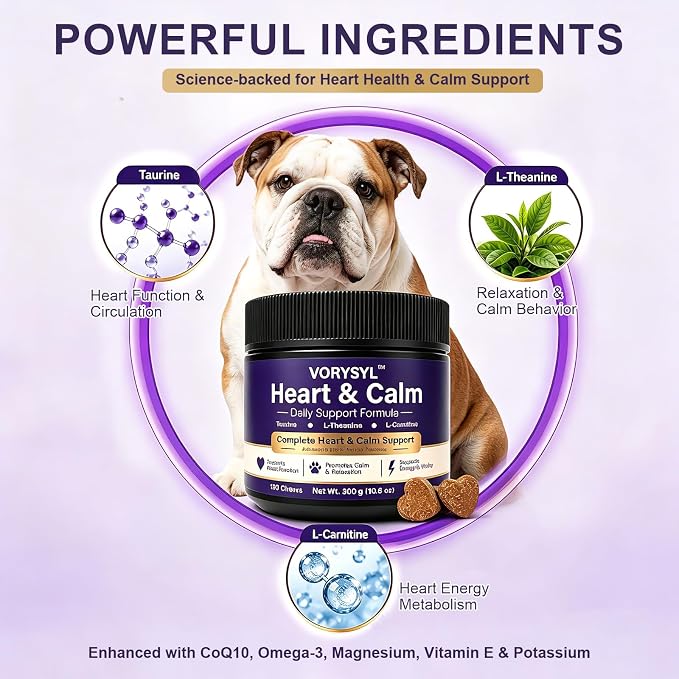 Heart Health & Calming Chews for Dogs, L-Theanine, Chicken