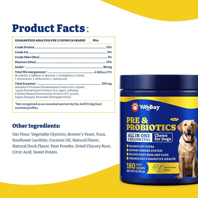 Probiotics for Dogs, Dog Gut, Immune & Skin Health Support Supplement