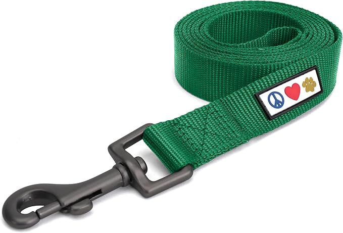 Pawtitas Solid 6 ft Lush Green Dog Leash XS/S Custom Name and Phone Embroidery Strong Nylon Leash for Small Breeds