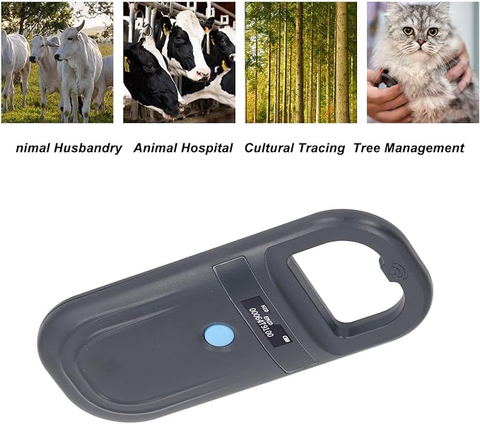 Animal ID Reader, 134.2KHz ISO11784 85 FDX B EMID Handheld Pet Tag Chip Scanner, USB Charging, Built in Buzzer, for Small Animal Management