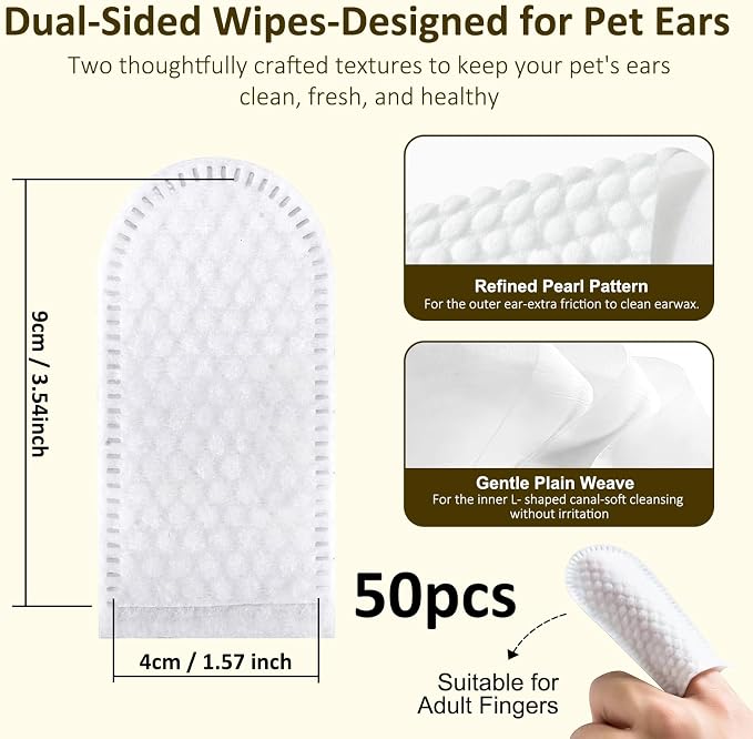 Texsens Pet Ear Cleaner Finger Wipes for Dogs & Cats
