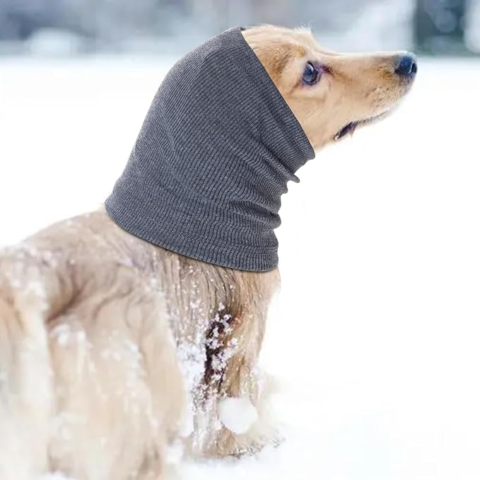 Quiet Ears for Dogs, Rbenxia 1 Piece Dog Ear Cover Hoodies Dog Ear Muffs Headband Noise Ear Protection Warm Winter Ear Scarf (Grey, Large)