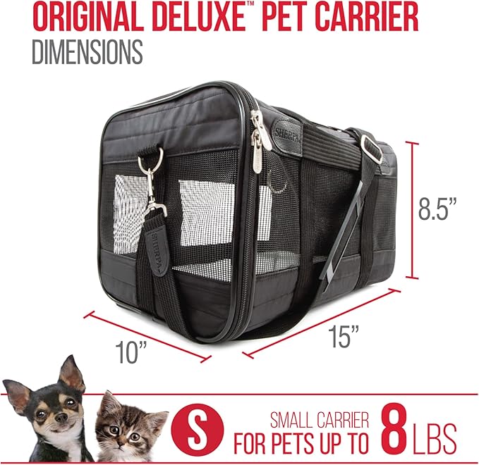 Sherpa Original Deluxe Travel Pet Carrier, Airline Approved, Black, Small