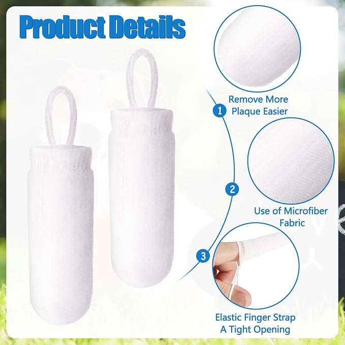 Chunful 20 Pcs Dog Fingerbrush Microfiber Full Soft Finger Toothbrush Pet Dental Finger Brush for Dog Cat Washable Teeth Cleaning Remove Plaque and Tartar