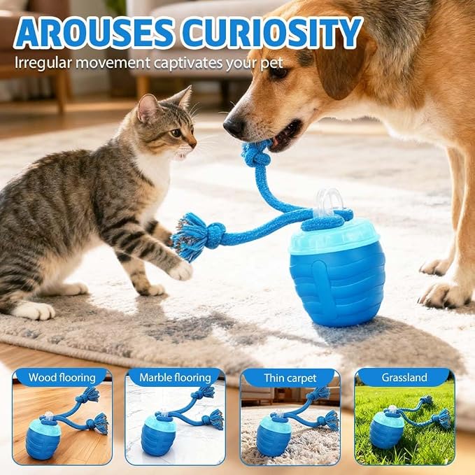 Interactive Dog Toys, 2026 Upgraded Motion Activated Squeaky Cat Balls, 360° Smart Automatic Rolling Moving for Bored Pet Cats Dogs, Interactive Dog Balls (Blue)