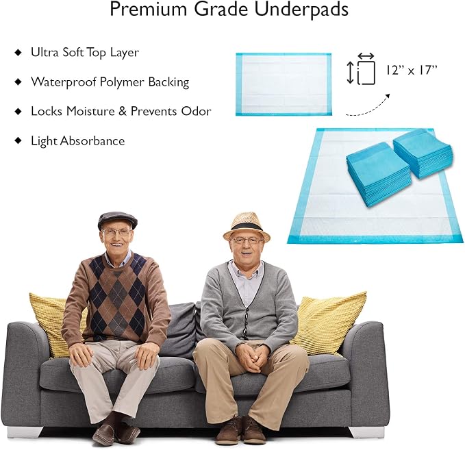 Lightweight Cat Litter Pads, 500 Count - 12" x 17" Disposable Puppy Pads - Light Absorbance, Waterproof Underpads - Liner Protectors for Wheelchairs, Diaper Changing, Dog Training, Incontinence