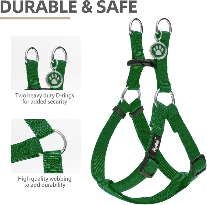 PUPTECK No Pull Dog Harness Large Sized Step-in Adjustable Puppy Vest | Soft Webbing Basic Halter with ID Tag for Outdoor Walking