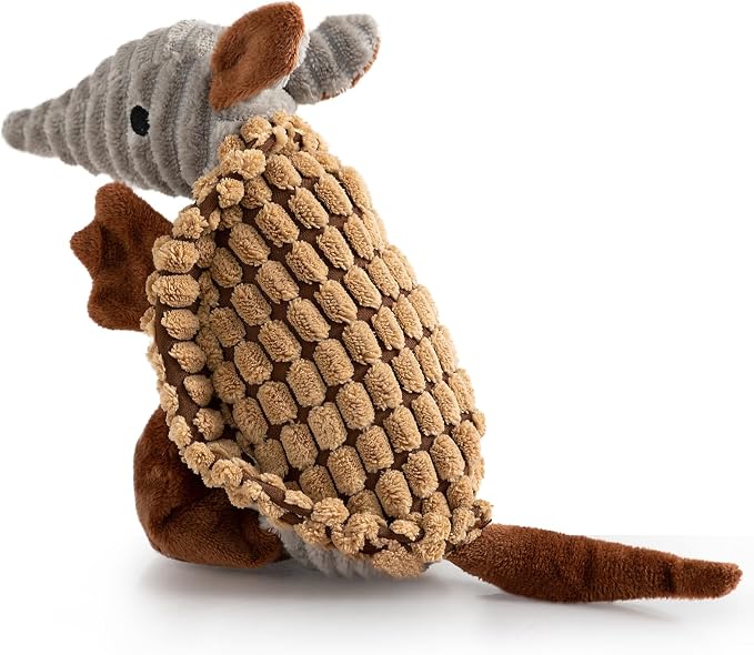 Hollypet Armadillo Squeaky Puppy Dog Toys for Small Medium Dogs, 8" | plush stuffed small dog squeak animal toy with unique grunt squeaker textured fabric for teeth cleaning toys