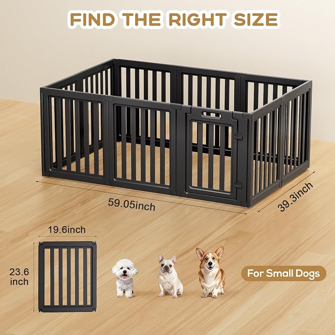 Dog Playpen, Clear Dog Pen, Dog Pen Indoor, Easy to Install and Remove Dog Play Pen, Puppy Playpen Suitable for Dogs, Cats,Dog Playpen Indoor(Black, 23.6 inch Height, 10 Panels)