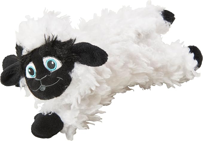 SPOT Baa Baa Black Sheep Plush Dog Toy - Cute and Cuddly Fleece Toy with Squeaker for Small Dogs and Puppies, 8in Black and White Lamb