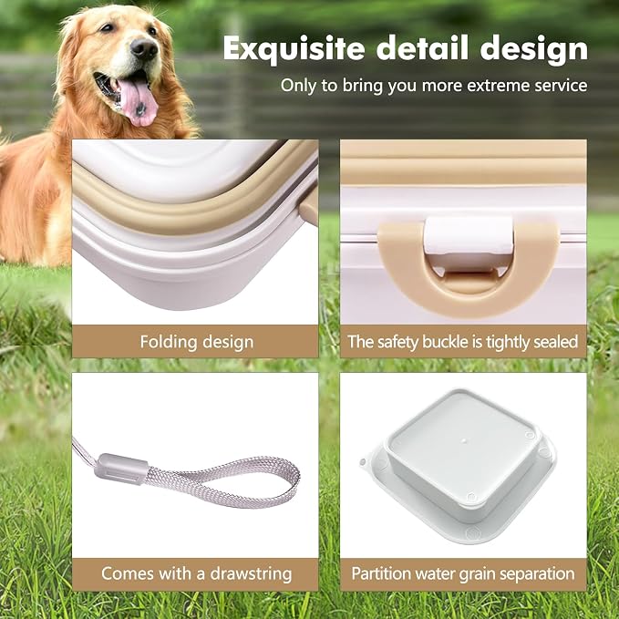 Collapsible Dog Bowls, Travel Double Bowl, Large/100oz