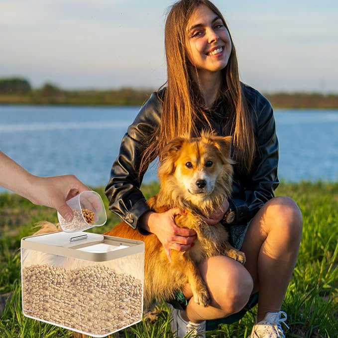 2 Pack 10 lb Dog Food Storage Container Airtight Pet Food Storage Container Cat, 2-Pack, 10 lb, Clear