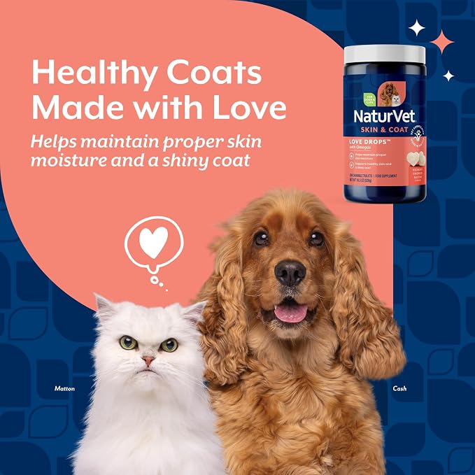 NaturVet Love Drops Plus Omegas Skin & Coat Supplement for Dogs - 200 Ct