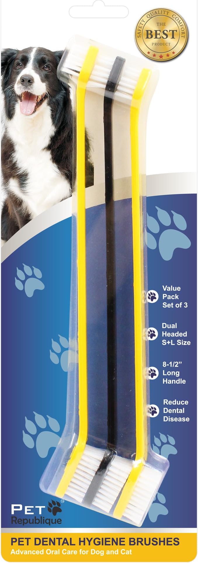 Pet Republique Dog Toothbrush Set of 3 – Dual Headed Dental Hygiene Brushes for Small to Large Dogs, Cats