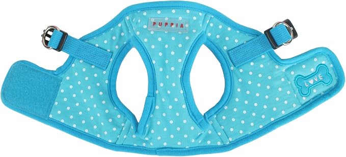 Puppia Dotty Step-in Vest Dog Harness No Pull No Choke Easy Wear Training Walking for Small Dog, Medium, Sky Blue