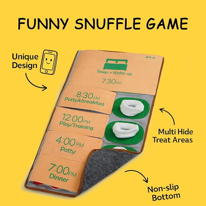 Nocciola Snuffle Mat for Dogs, 28" x 16" Enrichment Puzzle Toy - Phone Alarm Clock Design, Slow Feeder & Mental Stimulation, Perfect for Small, Medium, & Large Dogs, Hide and Seek Dog Toy