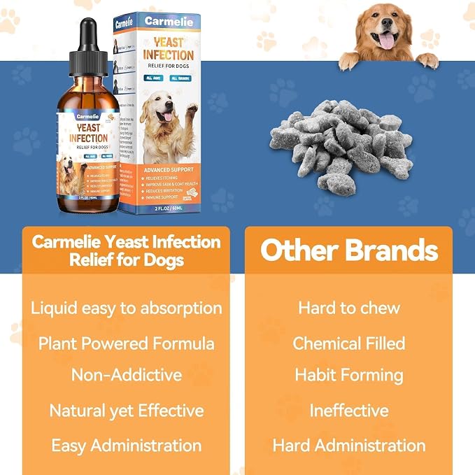 Natural Yeast Relief Drop for Dogs 60ml Bacon, Itch Allergy Ear Paw Support