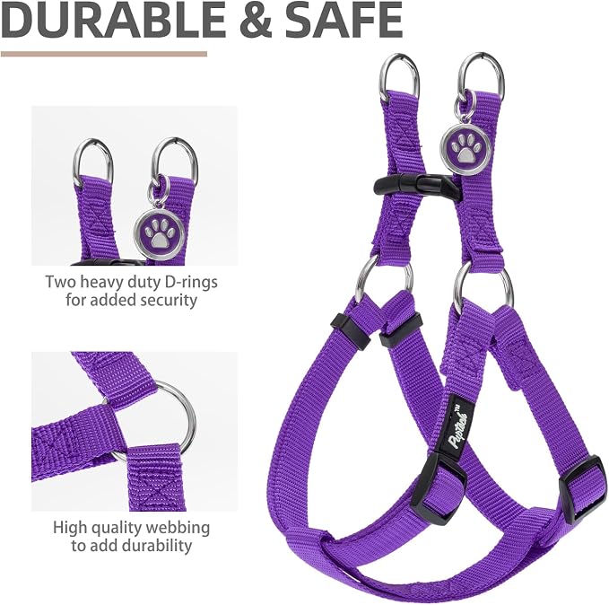 PUPTECK No Pull Dog Harness Small Sized Step-in Adjustable Puppy Vest | Soft Webbing Basic Halter with ID Tag for Outdoor Walking