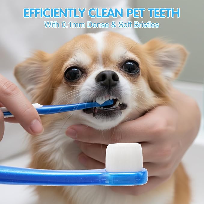 Chihuahua Toothbrush, Soft Small Dog Toothbrush, Silicone 360 Pet Tooth Brushes for Dogs and Cats, Canine Dental Care Set of 3 Different Shapes