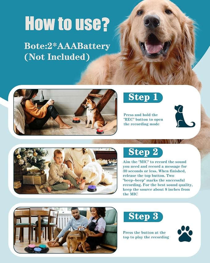 Dog Buttons for Communication, 9 Pcs