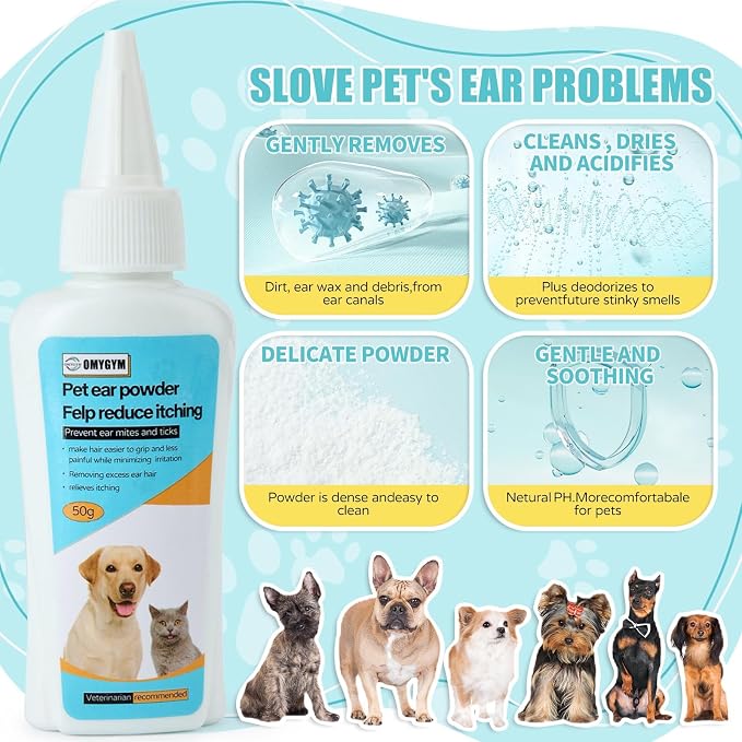 Advanced Pet Ear Powder with Professional 5" Hair Puller