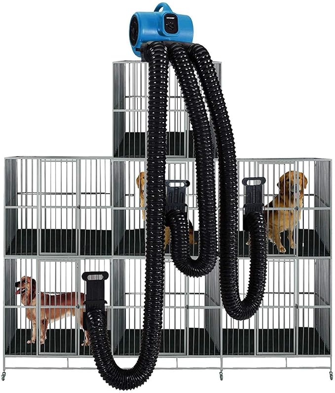 Maykoosh Professional 3 Speed Pet Grooming Dog Cage Dryer with Multi Drying Hose Kit, Timer & Filters