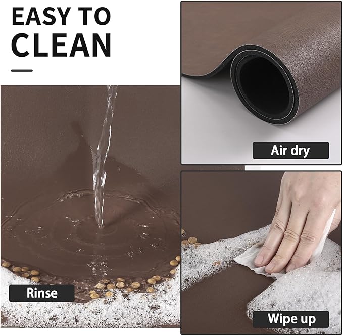 HotLive Dog Food Mat - Absorbent Cat Mat for Food and Water, No Stains Pet Feeding Bowl Mat, Easy to Clean Pet Placemats, Quick Dry Dog Water Dispenser Mat for Messy Drinkers | Brown 16"x 24"