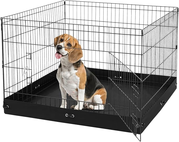 VEVOR Dog Playpen, 4 Pcs 24 x 36 in Panels Foldable Metal Pet Exercise Pen, Dog Fence Indoor and Outdoor Pen with Door and 600D Oxford Fabric Bottom Pad, for Dogs, Cats and Other Small Animals