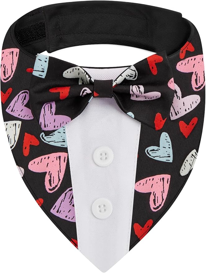 Valentine Dog Tuxedo Bandana with Bow Tie, X-Small, XS