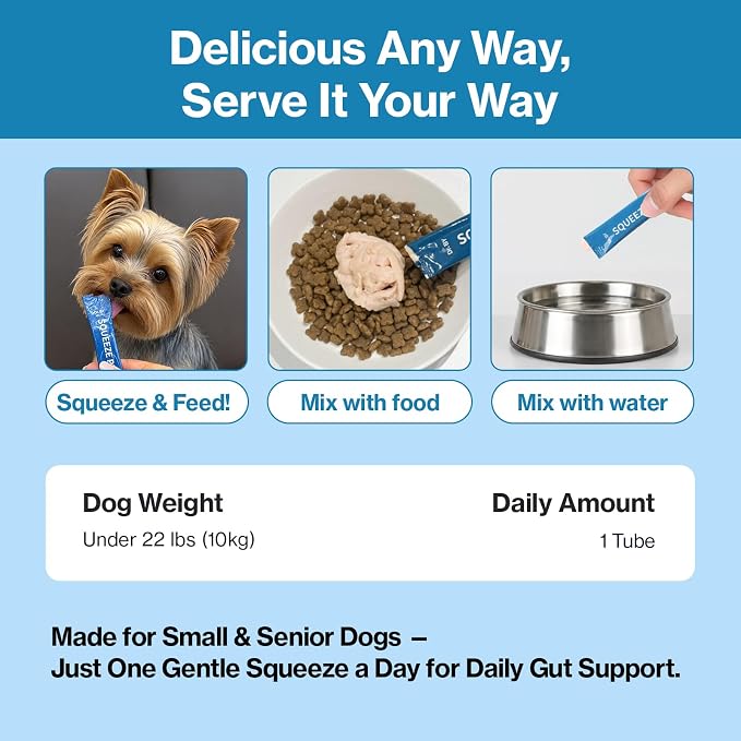Doctor By Squeeze Probiotics for Small & Senior Dogs, Gut Health Support