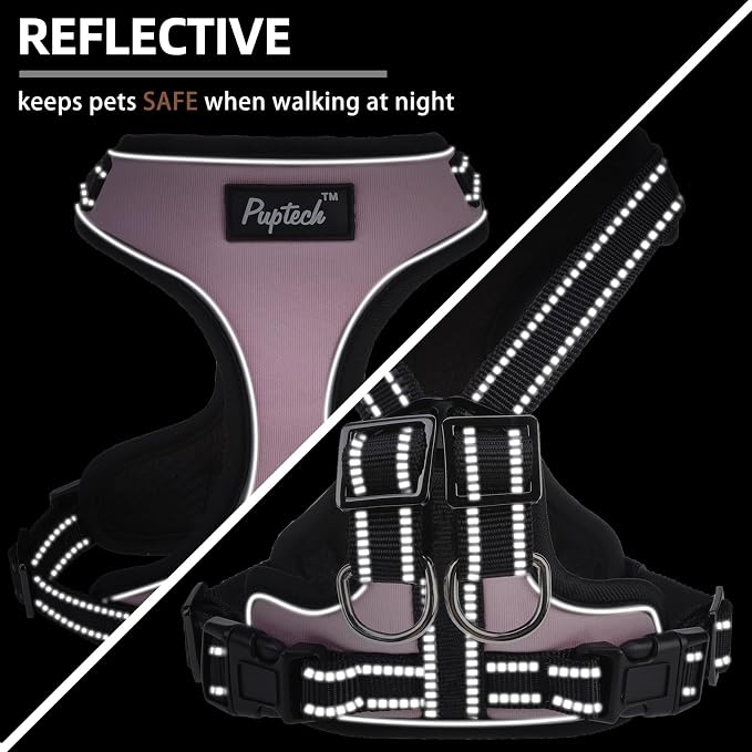 PUPTECK Dog Harness and Leash Set Medium Sized, Adjustable Reflective Escape Proof Puppy Vest, No Pull Walking Harness Easy Control