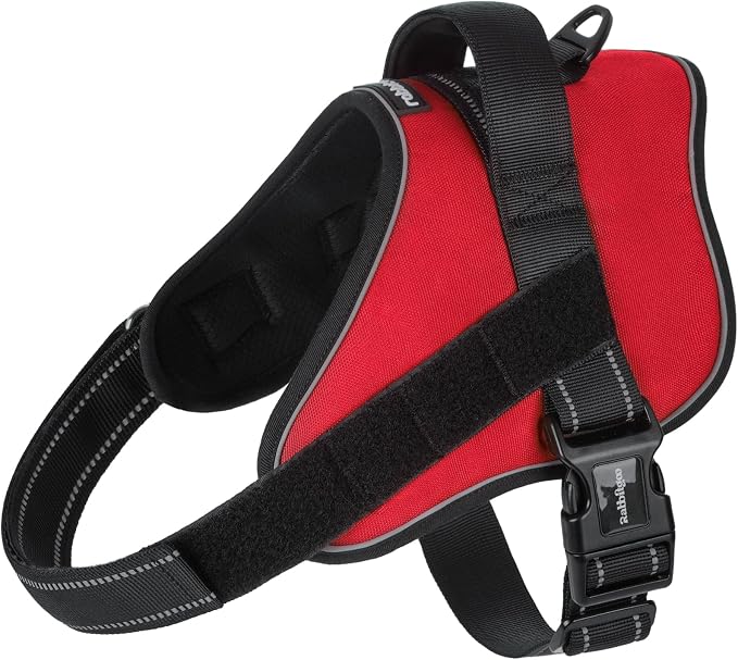 rabbitgoo No Pull No Choke Pet Vest, Adjustable Pet Harness with Molle | Large Sized Dog Harness, Reflective, Easy Wearing with One Buckle for Walking, Training, Red, L