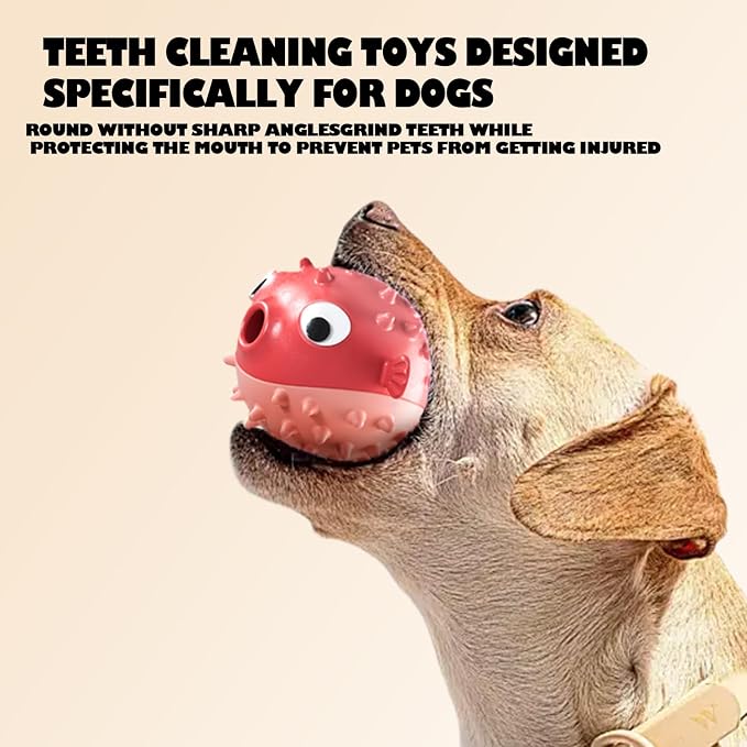 Dog Balls with Bell Sound, Interactive Dog Toys,Treat Dispensing Dog Toys, cat Toys Balls，Rubber Elastic Ball Toys for Small Medium Large Cat and Small Dogs (Red)