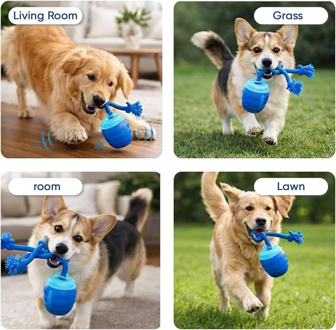 Interactive Dog Toys, Pelota Interactiva Inteligente para Perros, Motion Activated Automatic Rolling Ball for Dogs with Music (Blue)