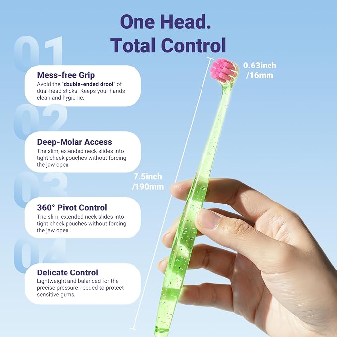 Dog Toothbrush for Medium and Large Dogs, 2pcs, Ultra Soft Bristle, Long-Lasting Handle, Pet Tooth Brush and Dog Dental Care Kit, Super Thin Bristle Gentle on Gum for Sensitive Pets, Green