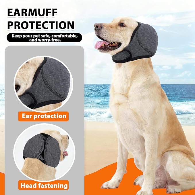Dog Ear Covers for Bath, Swimming & Grooming – Water-Resistant Ear Protection Wraps for Dogs, Adjustable Reusable Shower Cap for Noise & Blow Drying Relief