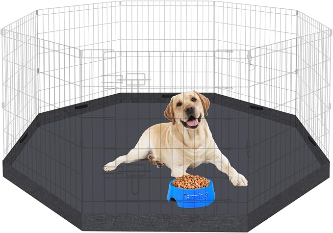 Artmeer Dog Playpen Bottom Pad Cover, Waterproof 600D Oxford Replacement Floor Mat for 24 Inch Wide 8 Panel Octagonal Pet Exercise Pen, Indoor Outdoor, Black, Playpen Not Included