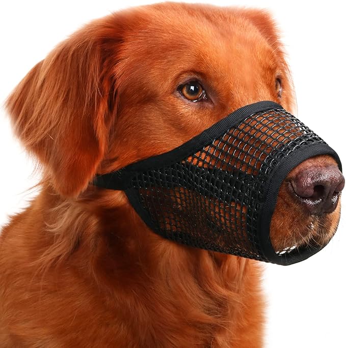 Dog Muzzle, Soft Mesh Muzzles for Large Dogs Biting | Black, XXL | Golden Retriever Muzzle for Chewing, Breathable Dog Mouth Guard for Grooming, Vet Visit, Trimming, Allows Panting Drinking